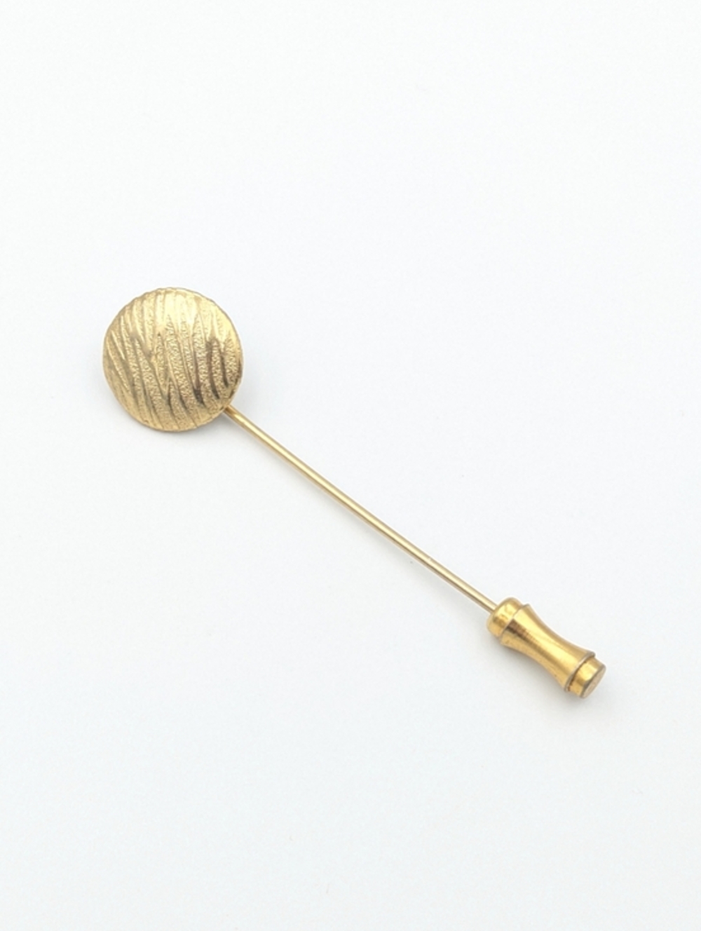 Vintage gold tone round textured stick pin